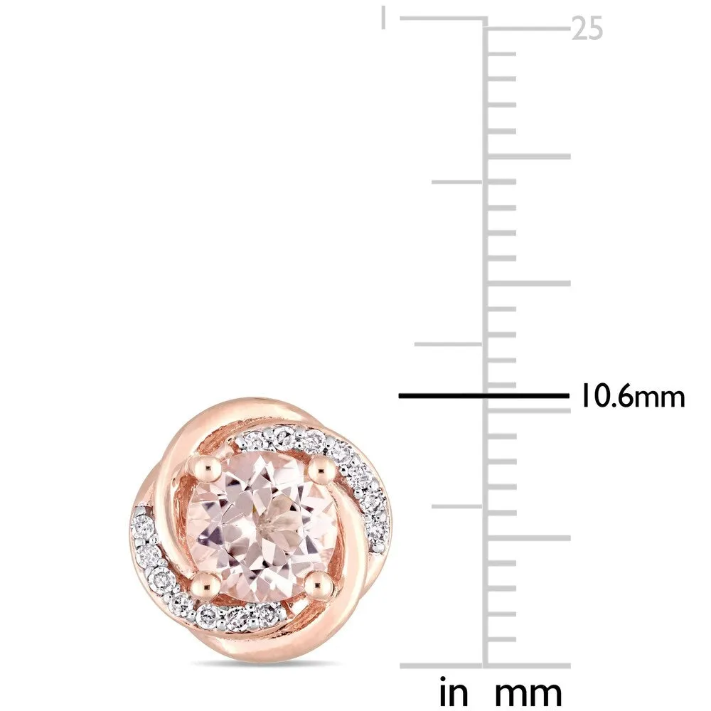 Miadora 10k Rose Gold Morganite 1/7ct TDW Diamond Swirl Halo Stud Earrings sold by Zulily product image thumbnail 2
