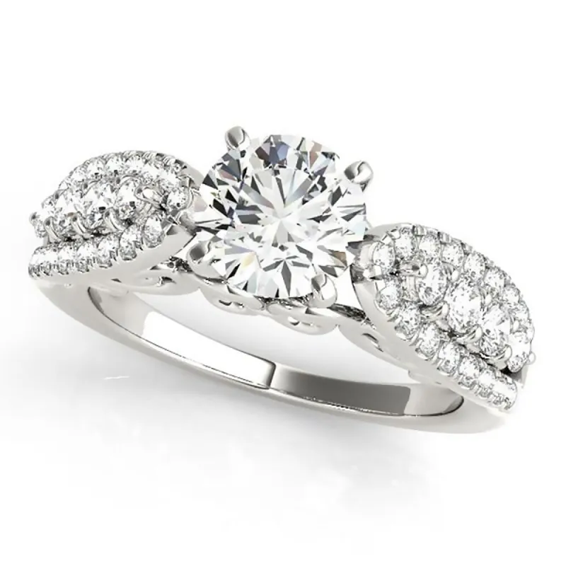 Auriya 14k Gold Unique 4ct Round Moissanite and 1/2ctw Diamond Engagement Ring sold by Zulily