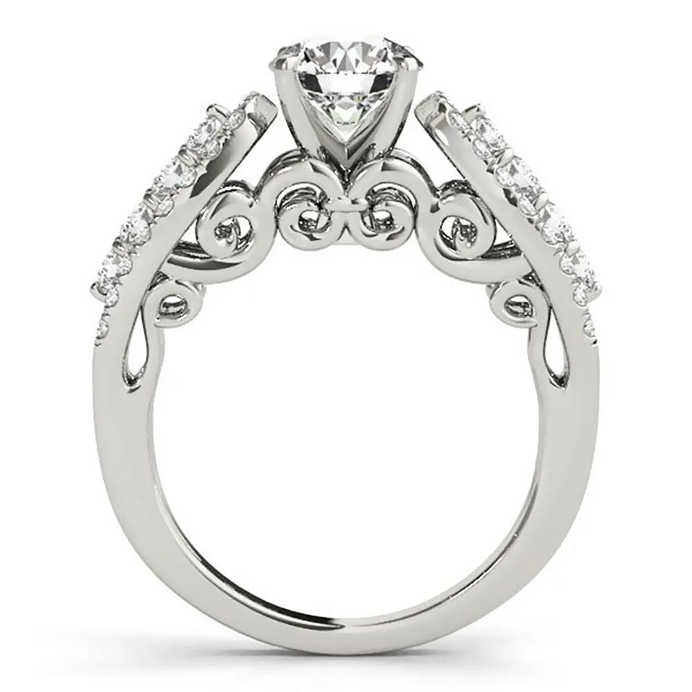 Auriya 14k Gold Unique 4ct Round Moissanite and 1/2ctw Diamond Engagement Ring sold by Zulily product image thumbnail 4