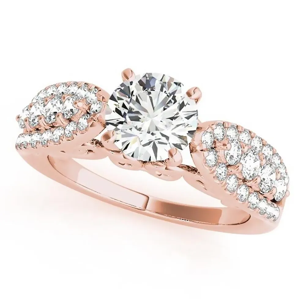 Auriya 14k Gold Unique 4ct Round Moissanite and 1/2ctw Diamond Engagement Ring sold by Zulily product image thumbnail 3