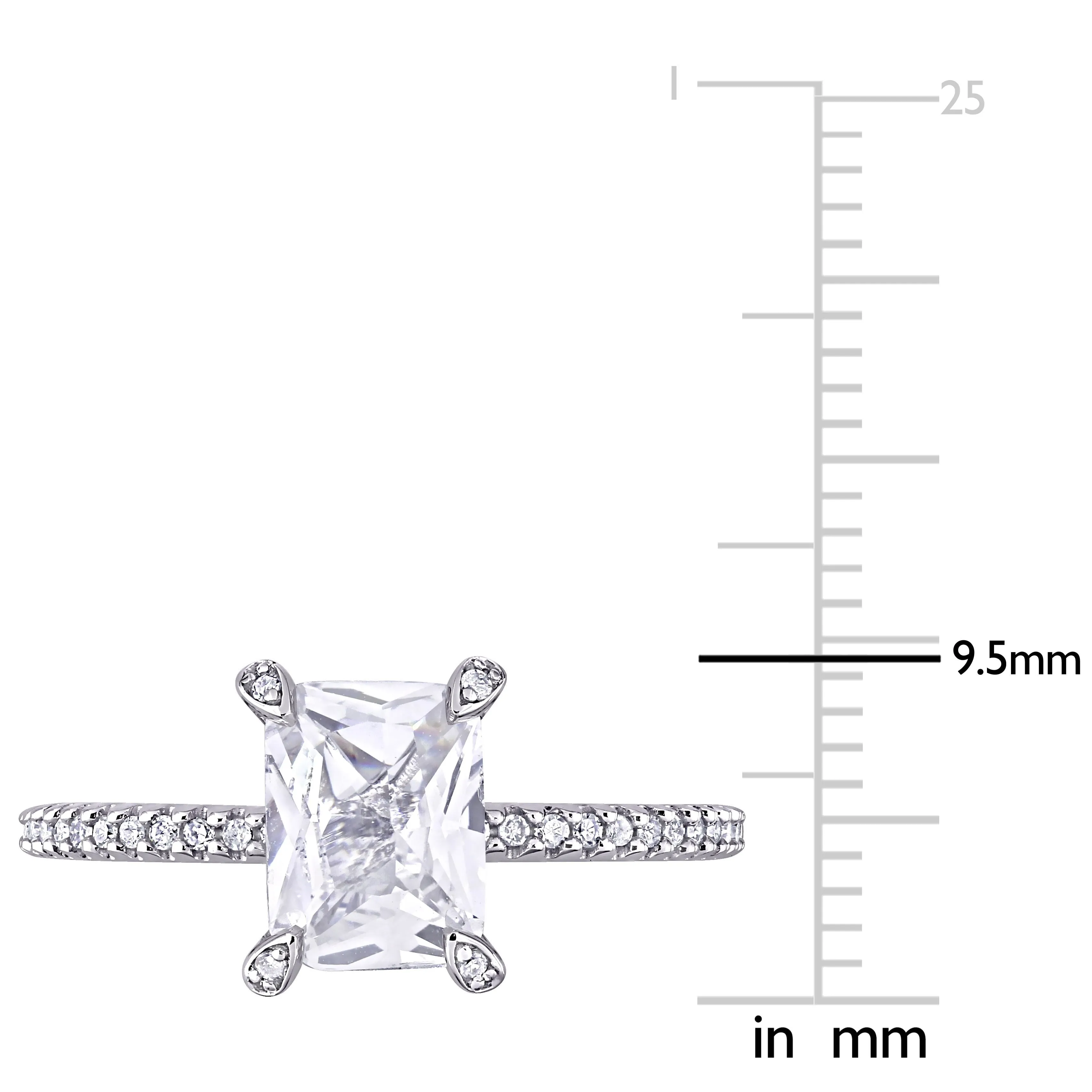 Miadora 2ct TGW Created White Sapphire and 1/10ct TW Diamond Engagement Ring in 10k White Gold sold by Zulily product image thumbnail 3