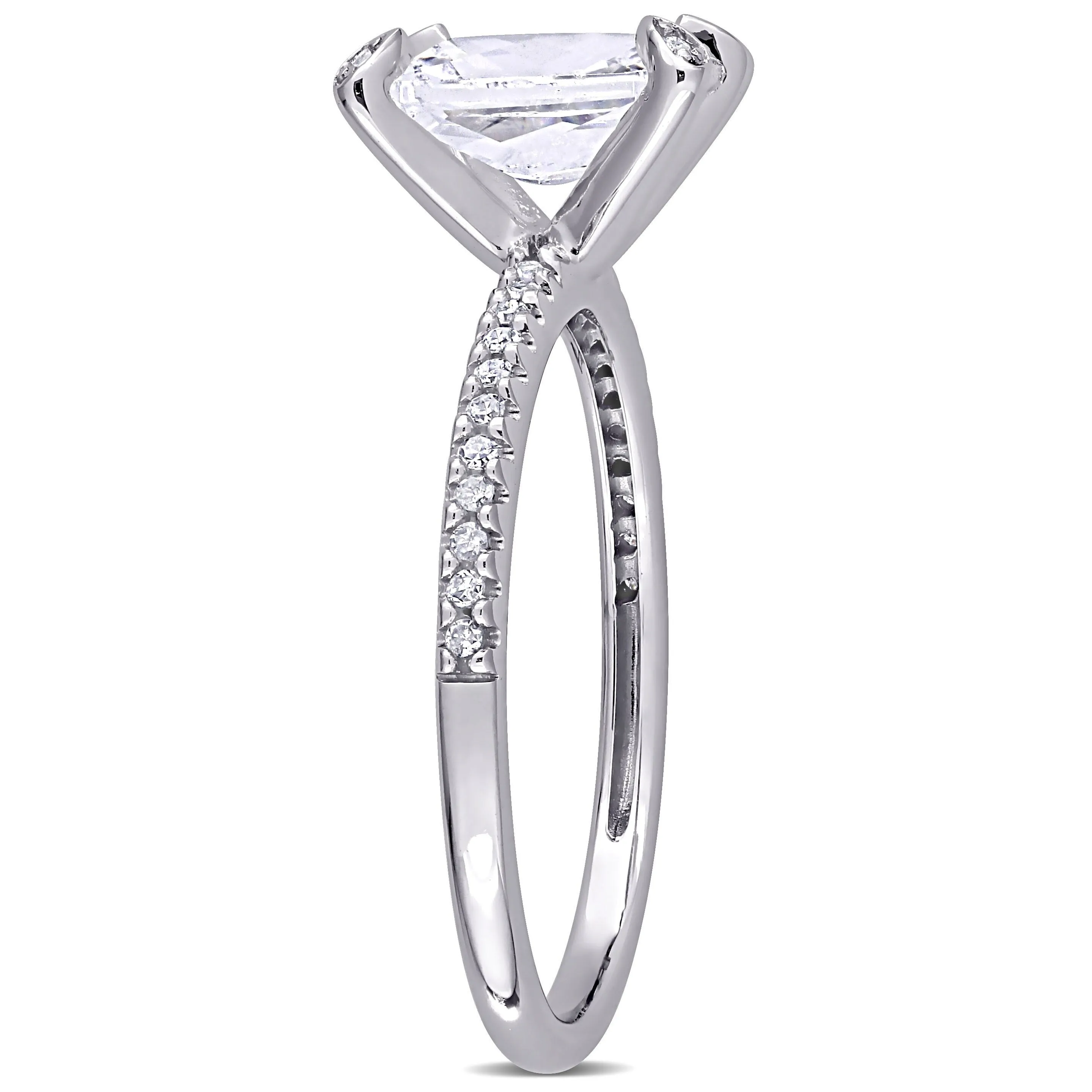 Miadora 2ct TGW Created White Sapphire and 1/10ct TW Diamond Engagement Ring in 10k White Gold sold by Zulily product image thumbnail 2