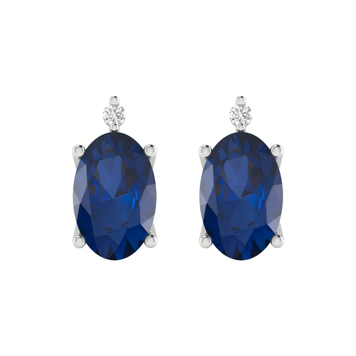 Sterling Silver Blue Sapphire & Genuine White Diamond Stud Earring sold by Zulily product image thumbnail 2