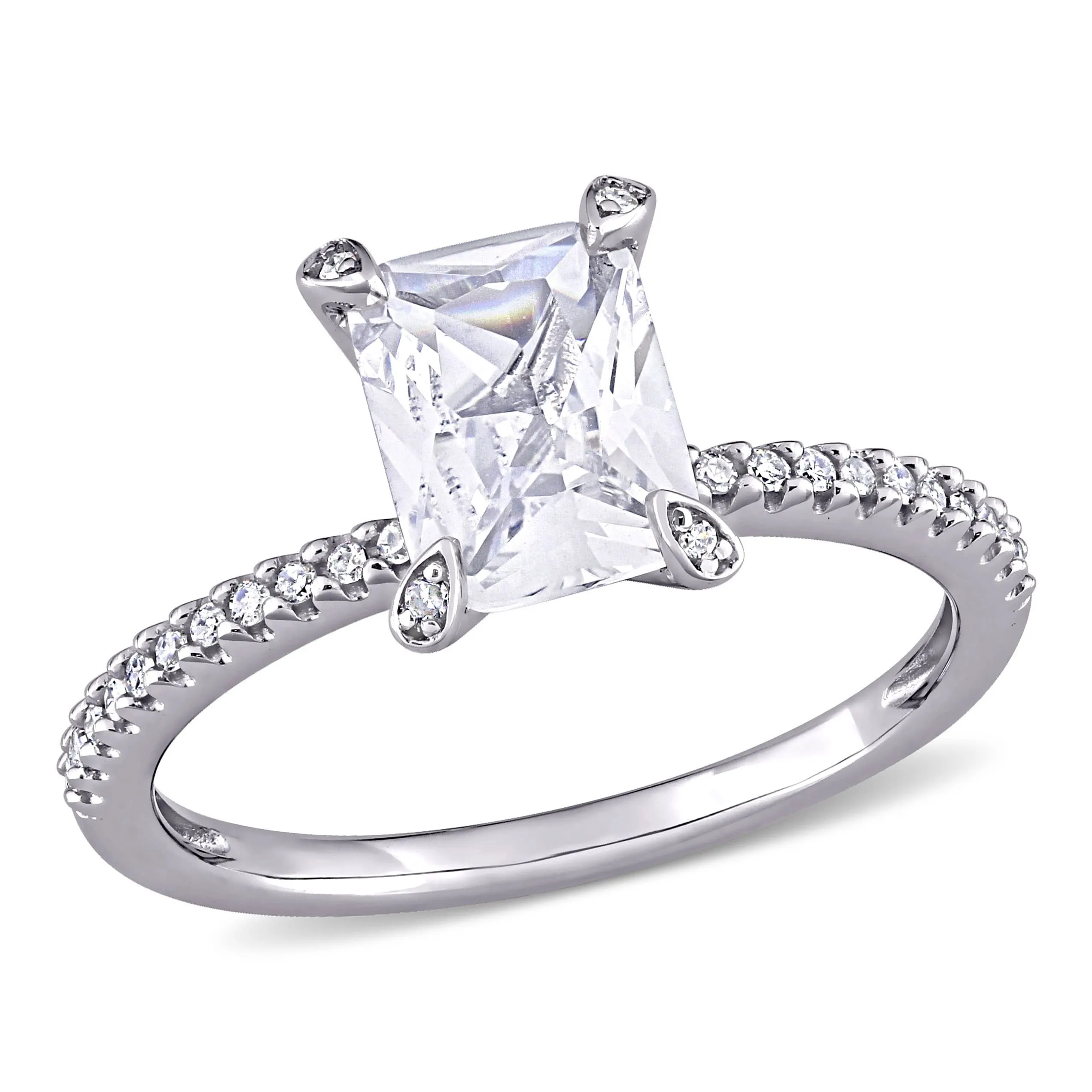 Miadora 2ct TGW Created White Sapphire and 1/10ct TW Diamond Engagement Ring in 10k White Gold sold by Zulily