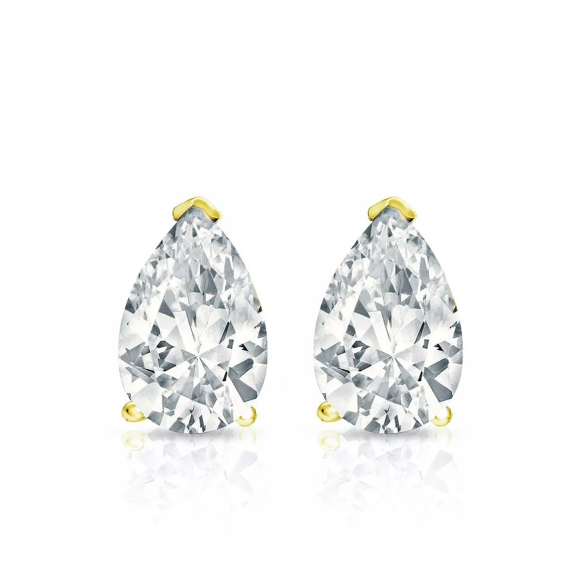 Auriya 14-karat Gold Lab Grown 0.75 carat TDW Pear Diamond Stud Earrings V-End Prong Screw-back sold by Zulily product image thumbnail 4