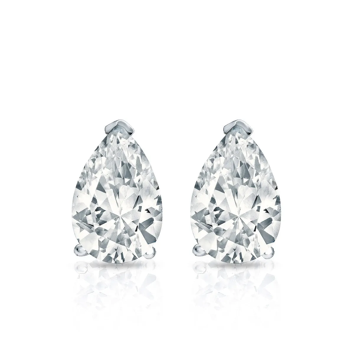 Auriya 14-karat Gold Lab Grown 0.75 carat TDW Pear Diamond Stud Earrings V-End Prong Screw-back sold by Zulily product image thumbnail 2