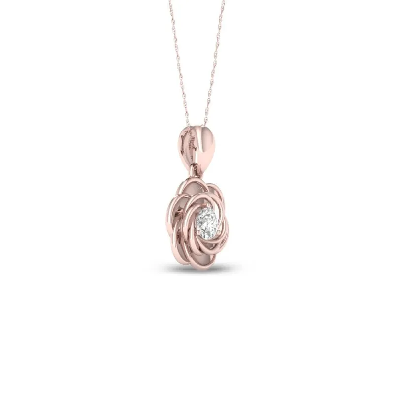 De Couer 10k White Gold 1/5ct TDW Diamond Rose Pendant Necklace sold by Zulily