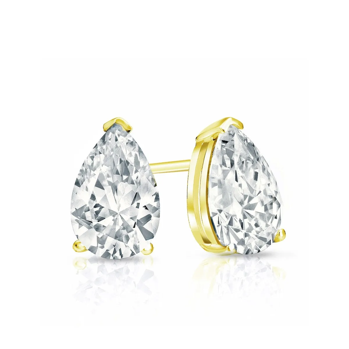 Auriya 14-karat Gold Lab Grown 0.75 carat TDW Pear Diamond Stud Earrings V-End Prong Screw-back sold by Zulily product image thumbnail 3