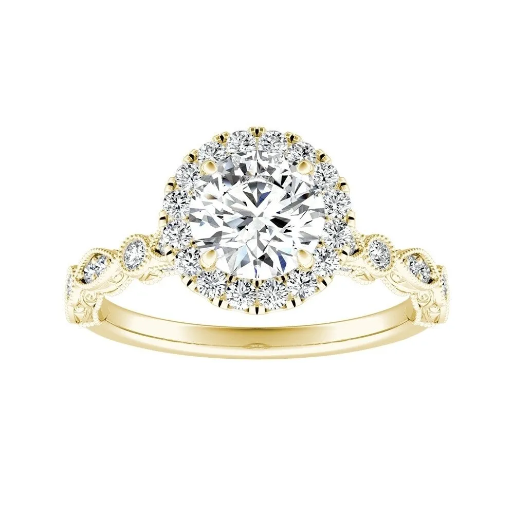 Auriya 14k Gold Vintage 1 1/2ct Moissanite Halo Diamond Engagement Ring 1/3ctw sold by Zulily product image thumbnail 3