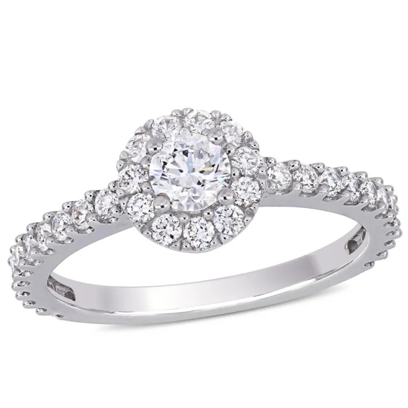 Miadora 14k White Gold 1ct TDW Diamond Halo Engagement Ring sold by Zulily