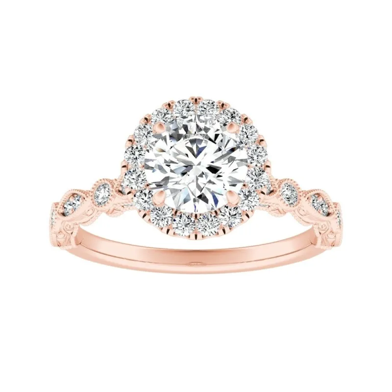 Auriya 14k Gold Vintage 1 1/2ct Moissanite Halo Diamond Engagement Ring 1/3ctw sold by Zulily