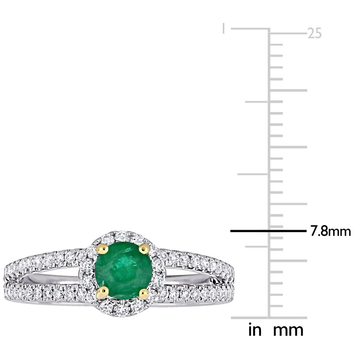Miadora 14k 2-tone White & Yellow Gold Emerald & 1/2ct TDW Diamond Halo Split Shank Engagement Ring sold by Zulily product image thumbnail 4