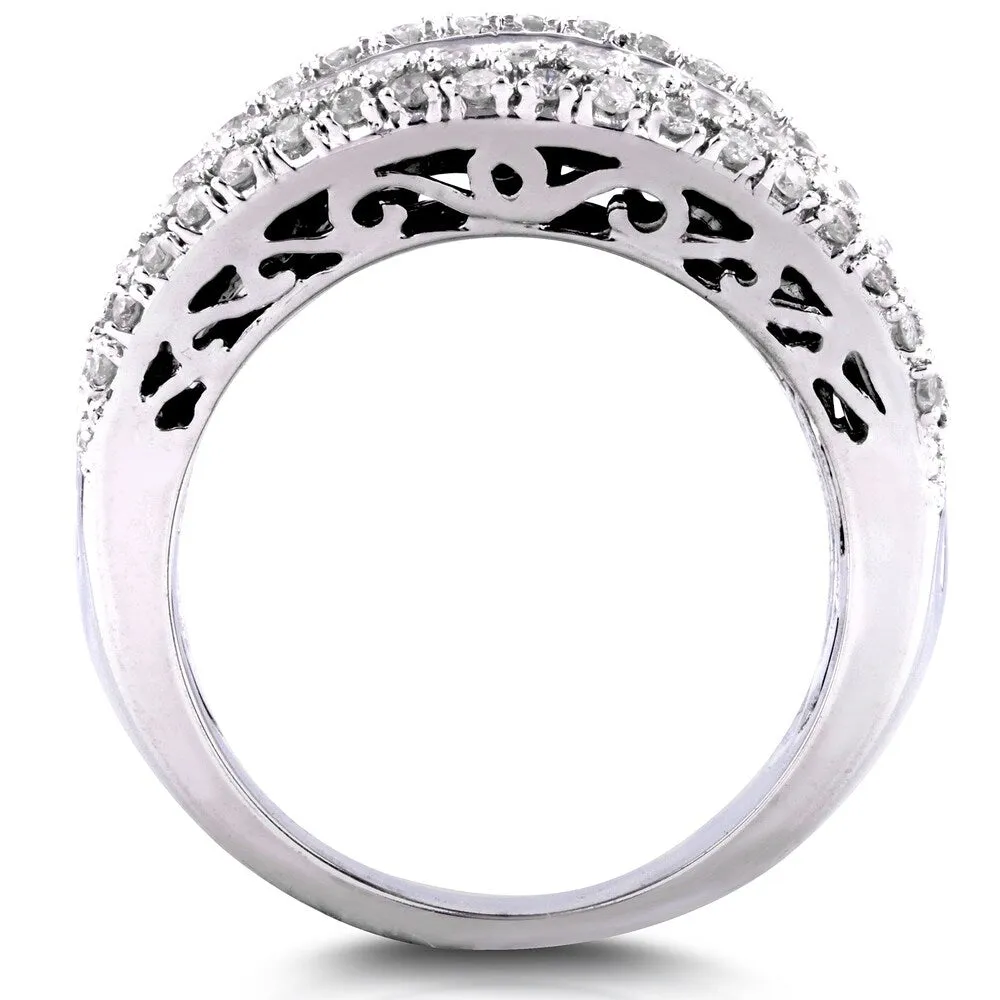 Annello by Kobelli 10k White Gold 2 1/2ct TDW Round and Baguette Diamond Extra Wide Anniversary Ring sold by Zulily product image thumbnail 4