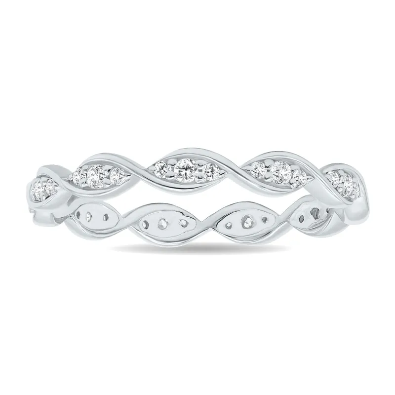 1/4 Carat TW Wave Twist Diamond Eternity Wedding Band in 10K White Gold sold by Zulily