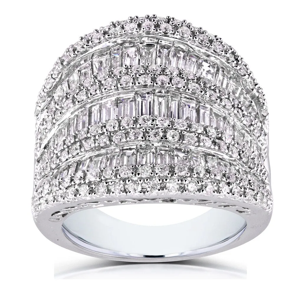 Annello by Kobelli 10k White Gold 2 1/2ct TDW Round and Baguette Diamond Extra Wide Anniversary Ring sold by Zulily product image thumbnail 5