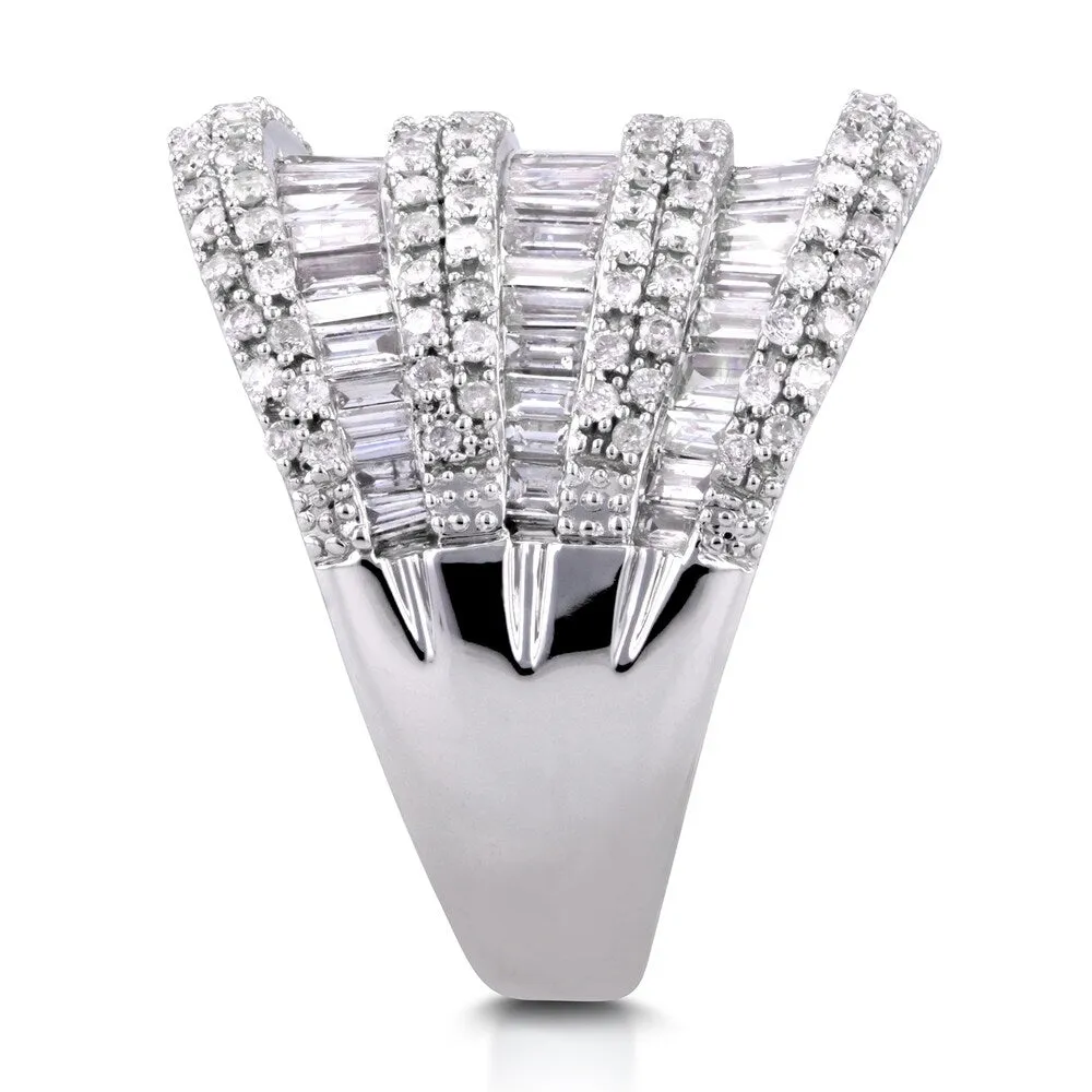 Annello by Kobelli 10k White Gold 2 1/2ct TDW Round and Baguette Diamond Extra Wide Anniversary Ring sold by Zulily product image thumbnail 3