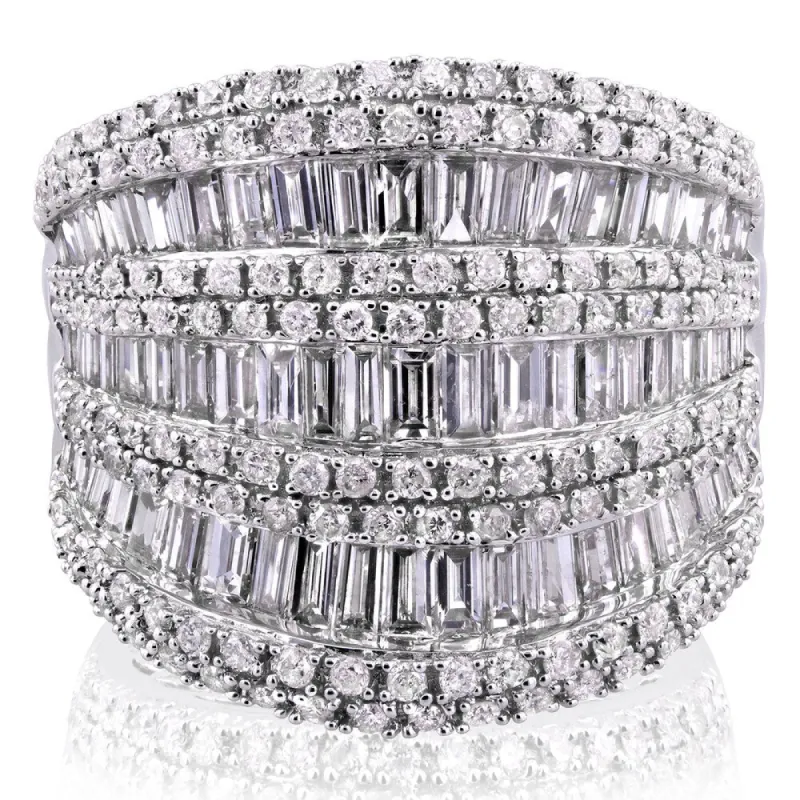 Annello by Kobelli 10k White Gold 2 1/2ct TDW Round and Baguette Diamond Extra Wide Anniversary Ring sold by Zulily