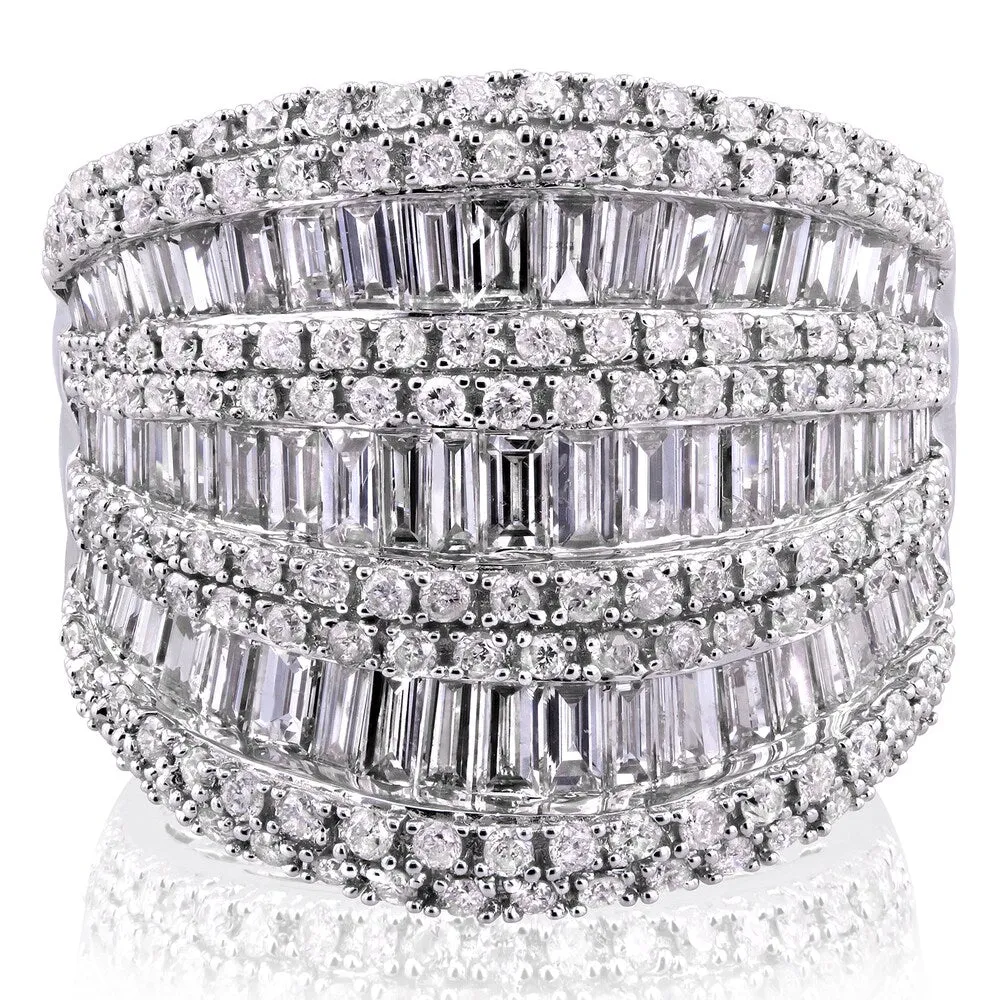 Annello by Kobelli 10k White Gold 2 1/2ct TDW Round and Baguette Diamond Extra Wide Anniversary Ring sold by Zulily