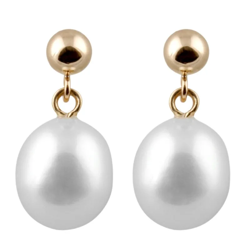 14k Gold Ball Drop Dangle Pearl Earrings (7-8mm) sold by Zulily