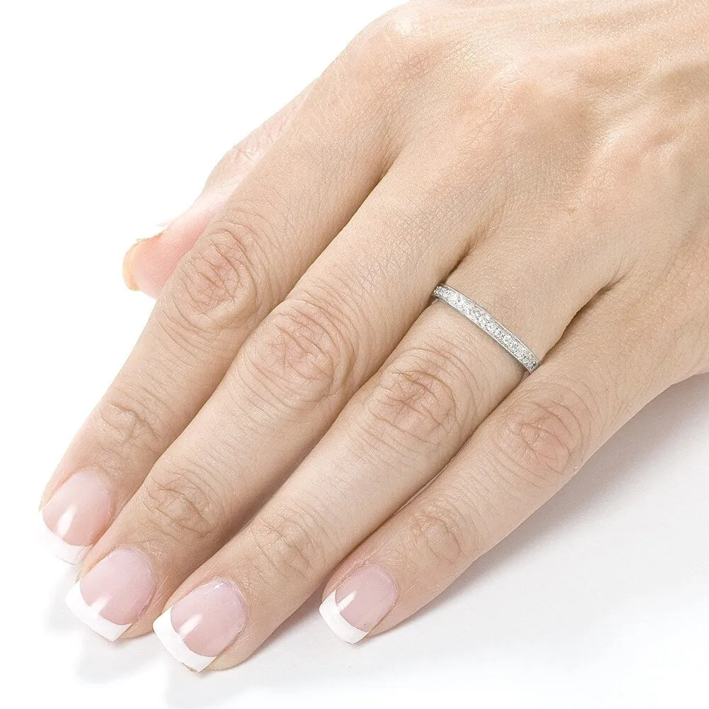 Annello by Kobelli 14k White Gold 1/8ct TDW Diamond Pave-set Womens Wedding Band sold by Zulily product image thumbnail 2