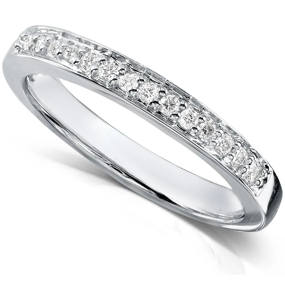 Annello by Kobelli 14k White Gold 1/8ct TDW Diamond Pave-set Womens Wedding Band sold by Zulily product image thumbnail 3
