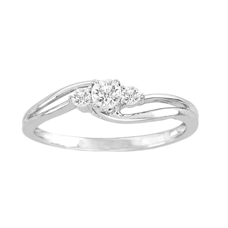 De Couer 10k White Gold 1/4ct TDW Diamond 3-stone Anniversary Ring sold by Zulily