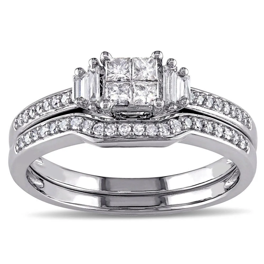 Miadora 10k White Gold 1/2ct TDW Diamond Bridal Ring Set sold by Zulily