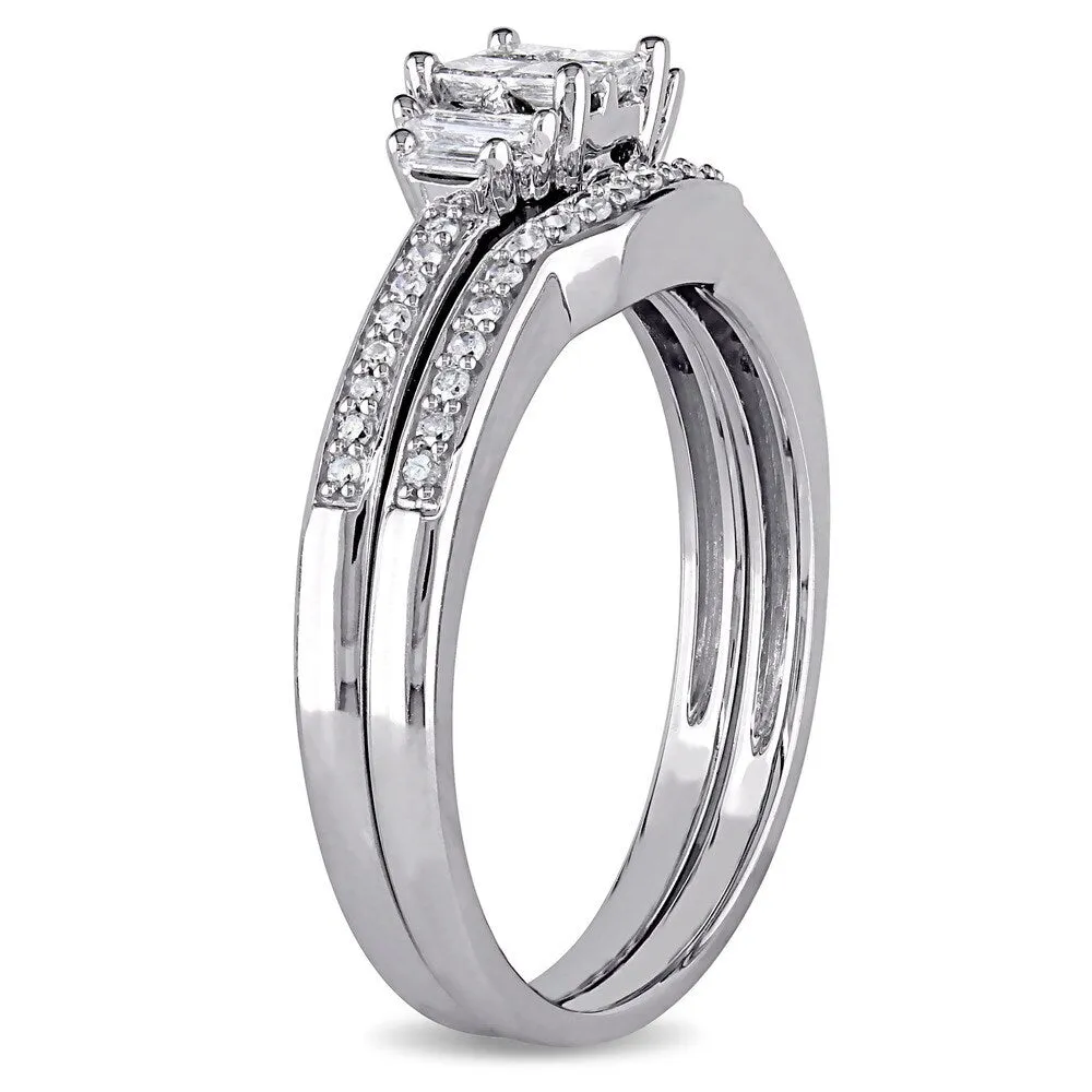 Miadora 10k White Gold 1/2ct TDW Diamond Bridal Ring Set sold by Zulily product image thumbnail 2