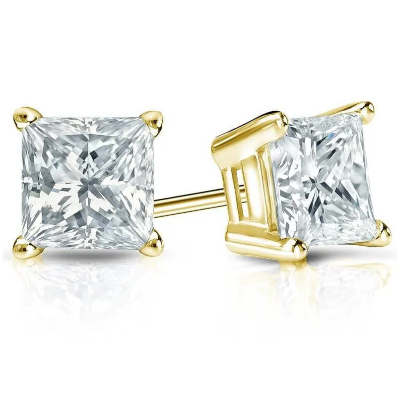 Auriya 18-karat Gold Lab Grown 4.50 carat TDW Princess Diamond Stud Earrings 4-Prong Basket Push-back sold by Zulily product image thumbnail 3