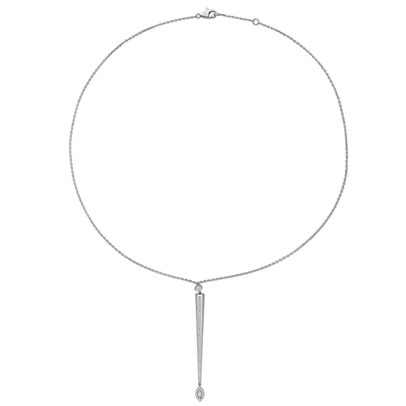 Miadora 14k White Gold 3/8ct TDW Marquise & Round-cut Diamond Lariat Drop Necklace sold by Zulily