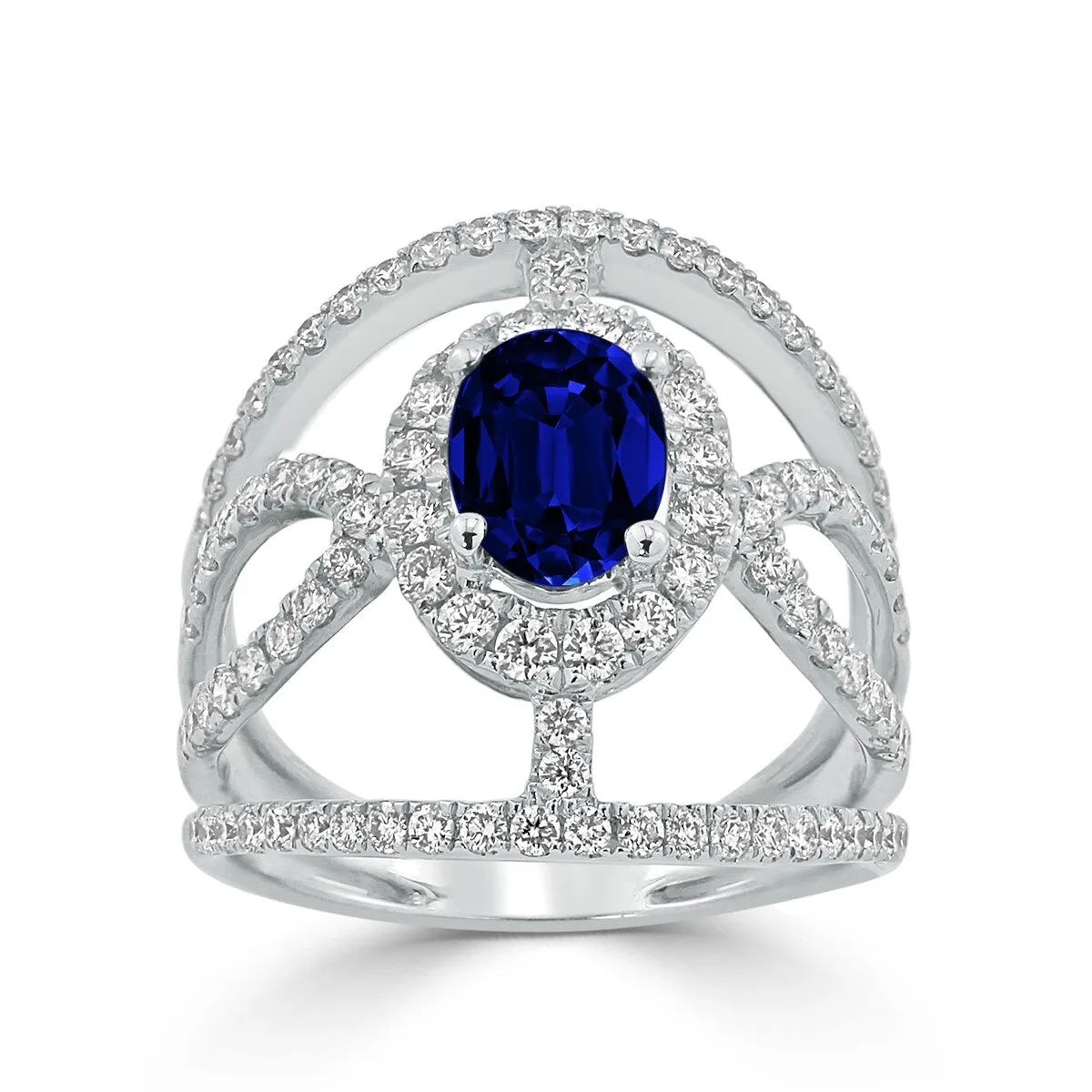 Auriya 18k Gold 1 1/2ct Oval Blue Sapphire and Diamond Ring 1.06ct TDW sold by Zulily product image thumbnail 3