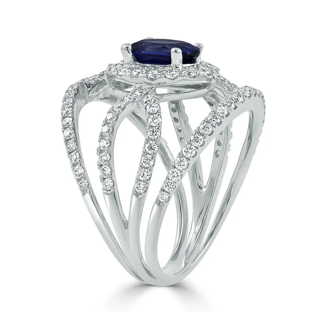 Auriya 18k Gold 1 1/2ct Oval Blue Sapphire and Diamond Ring 1.06ct TDW sold by Zulily product image thumbnail 4