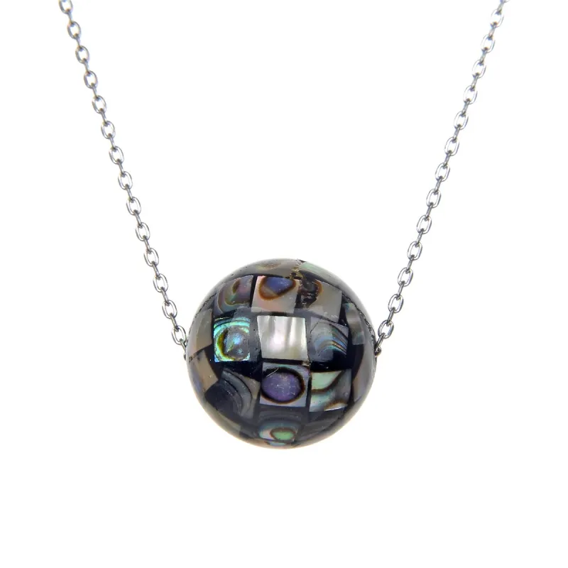Sterling Silver with Abalone Shell Necklace with Adjustable -18 to 20"Chain sold by Zulily