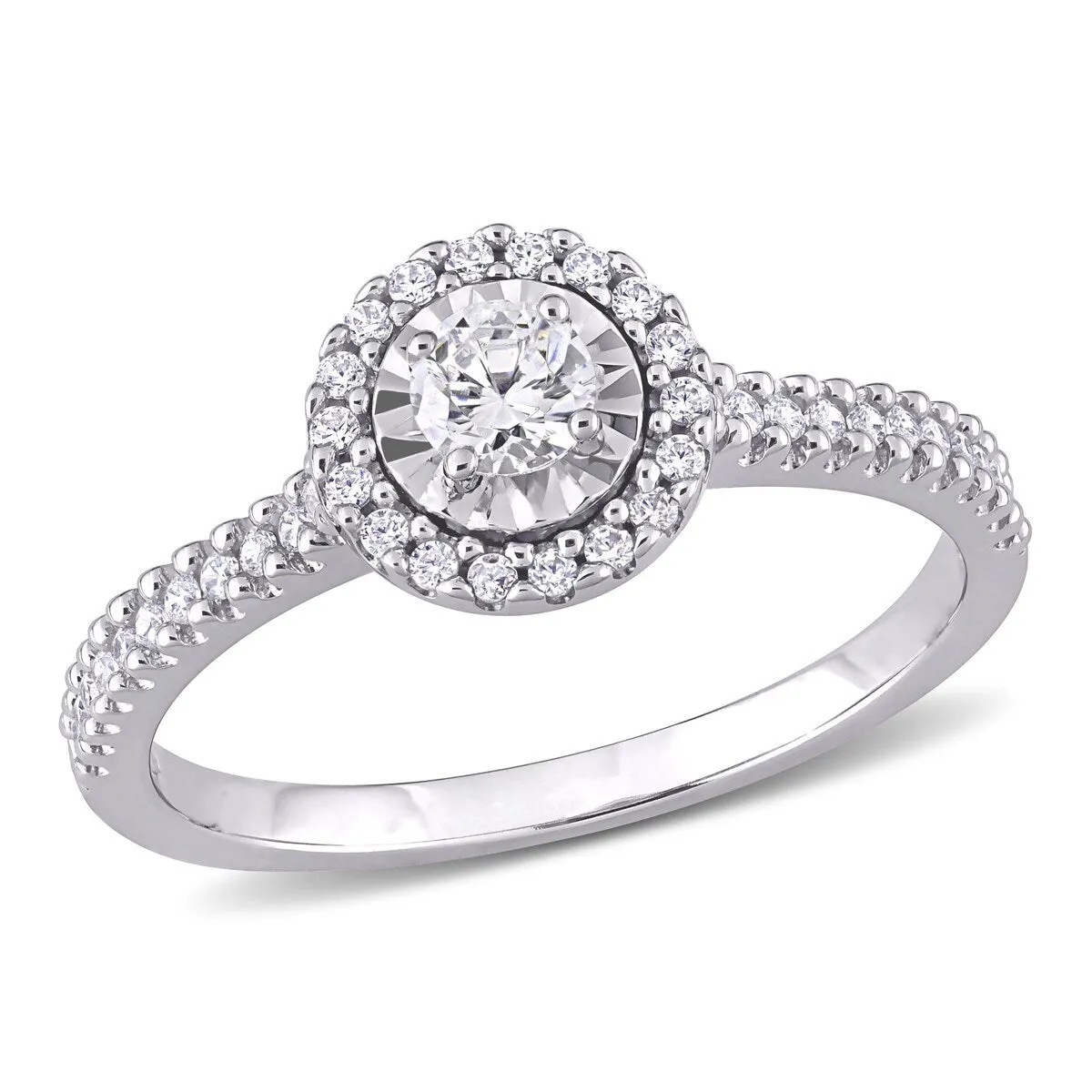 Miadora 10k White Gold 3/8ct TDW Diamond Halo Engagement Ring sold by Zulily product image thumbnail 2