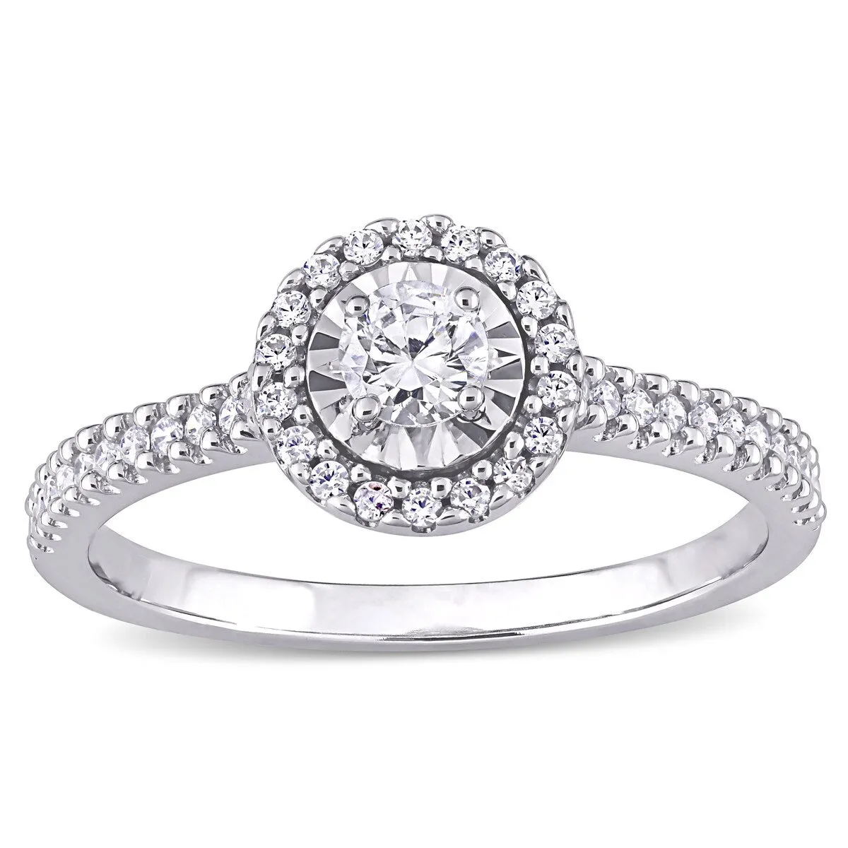 Miadora 10k White Gold 3/8ct TDW Diamond Halo Engagement Ring sold by Zulily product image thumbnail 3