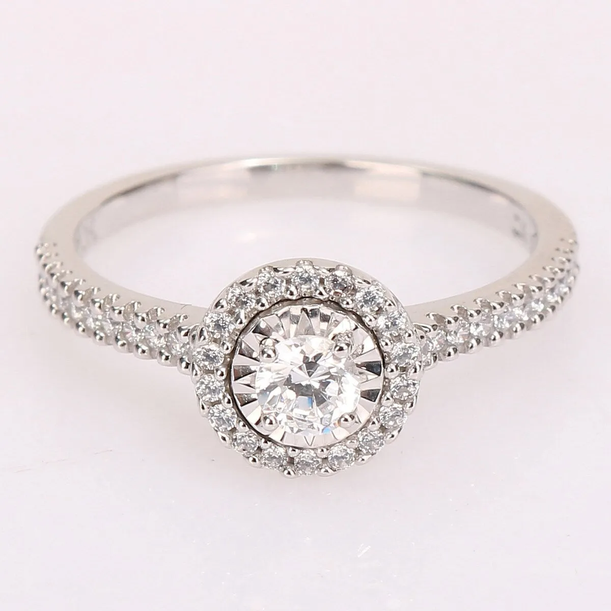 Miadora 10k White Gold 3/8ct TDW Diamond Halo Engagement Ring sold by Zulily