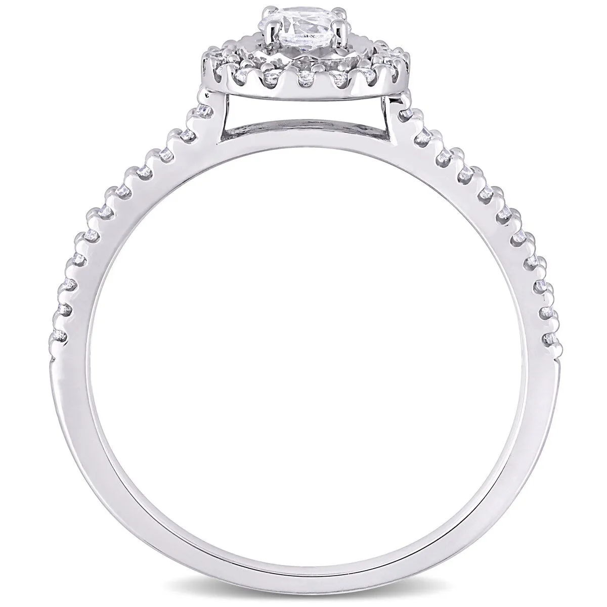 Miadora 10k White Gold 3/8ct TDW Diamond Halo Engagement Ring sold by Zulily product image thumbnail 5