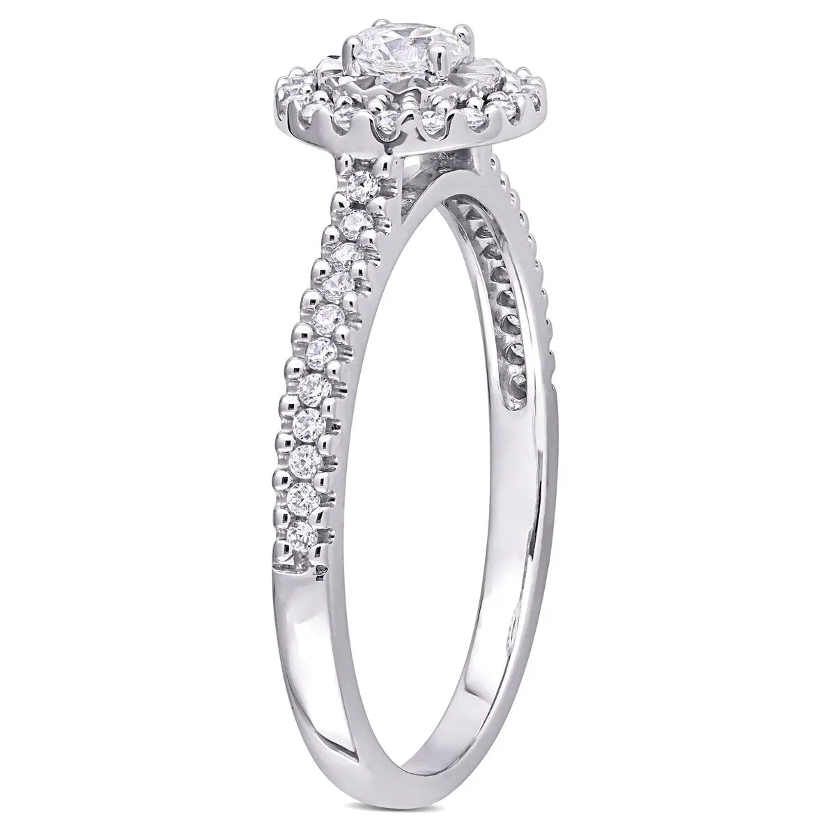 Miadora 10k White Gold 3/8ct TDW Diamond Halo Engagement Ring sold by Zulily product image thumbnail 4
