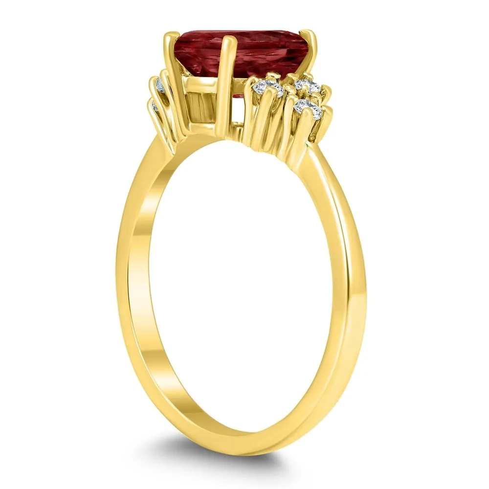 8X6MM Garnet and Diamond Regal Ring in 10K Yellow Gold sold by Zulily product image thumbnail 2