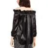 Michael Kors Women's Satin Ruffled Off-The-Shoulder Top Regular & Petite Sizes Black Size Small sold by Zulily
