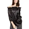 Michael Kors Women's Satin Ruffled Off-The-Shoulder Top Regular & Petite Sizes Black Size Small sold by Zulily