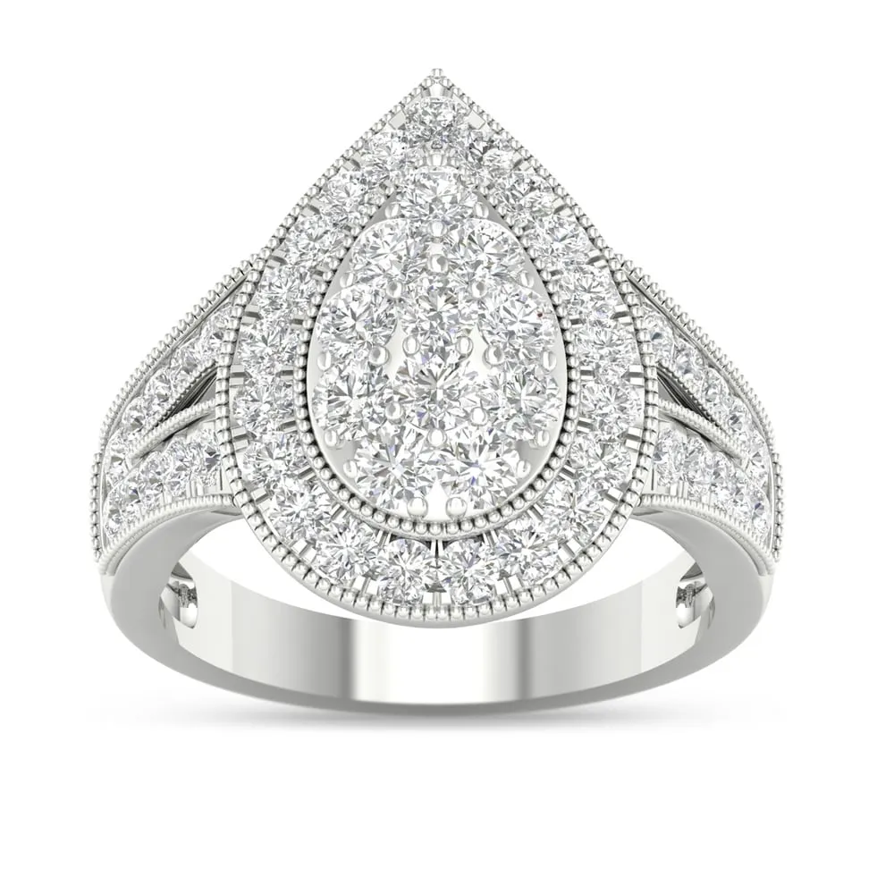 De Couer 14k White Gold 1ct TDW Diamond Pear Shaped Engagement Ring sold by Zulily