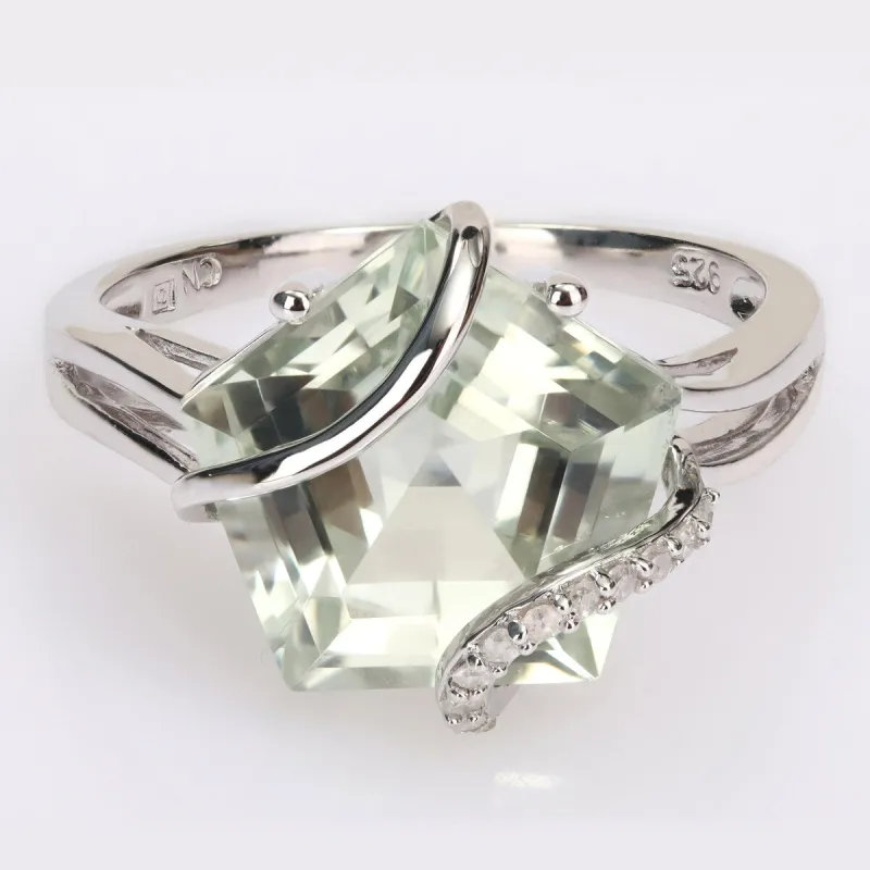 Miadora Fancy-cut Green Amethyst and Diamond Accent Swirl Cocktail Split Shank Ring in Sterling Silver sold by Zulily