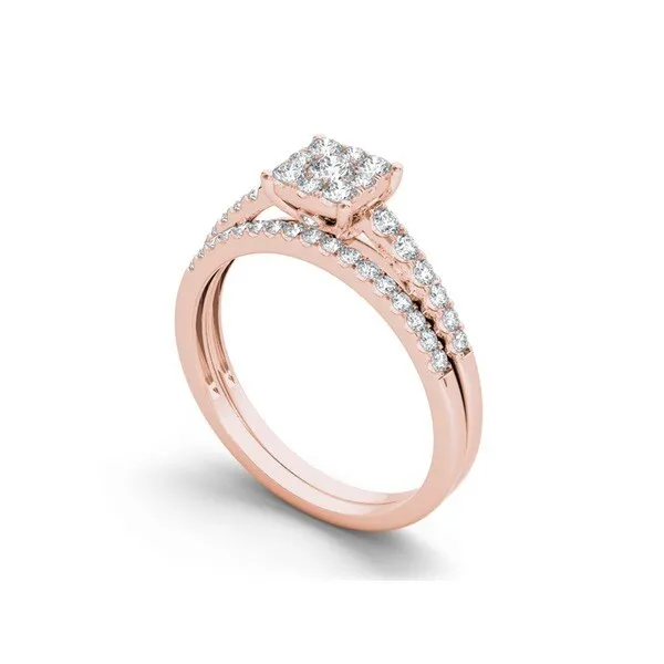 De Couer 10k Rose Gold 1/2ct TDW Diamond Cluster Engagement Ring Set - White sold by Zulily product image thumbnail 2