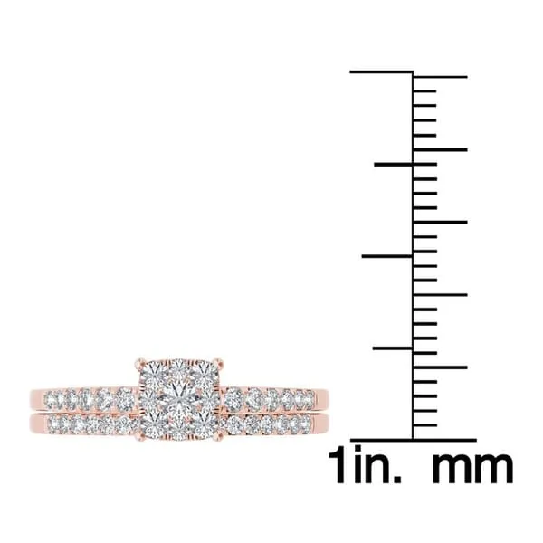 De Couer 10k Rose Gold 1/2ct TDW Diamond Cluster Engagement Ring Set - White sold by Zulily product image thumbnail 4