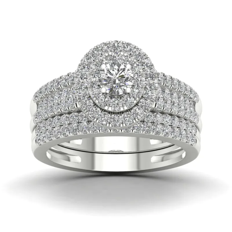 De Couer 1ct TDW Diamond Halo Engagement Ring Set in 14k Rose Gold sold by Zulily