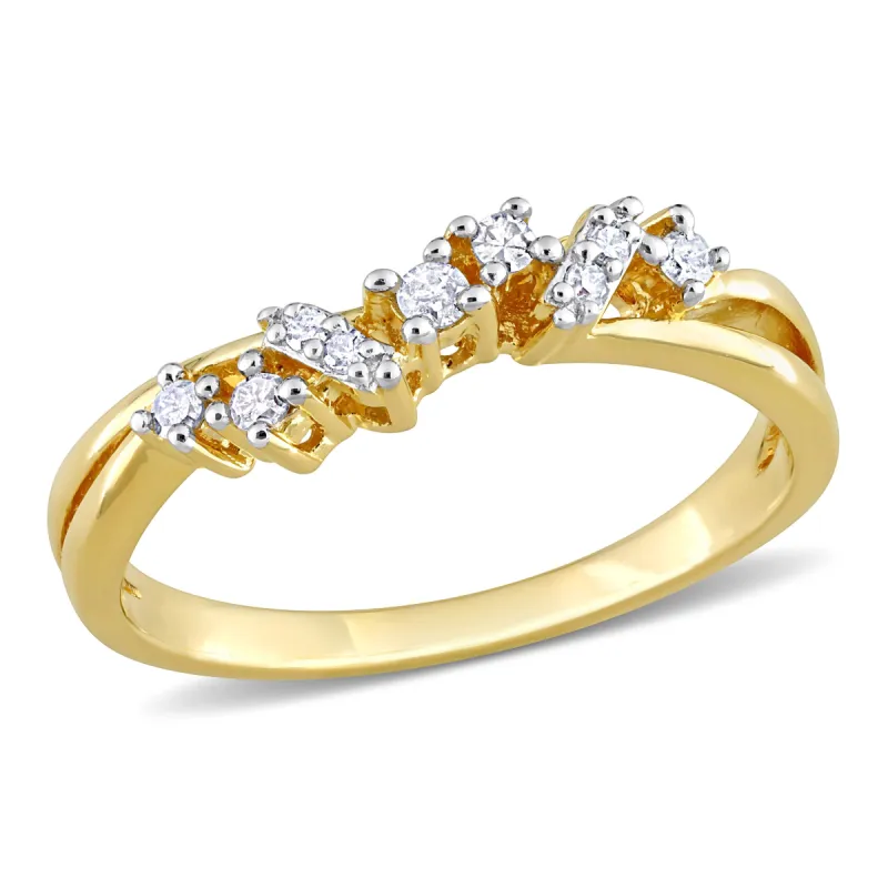 Miadora 1/6ct TDW Diamond Nine Stone Ring in Yellow Silver sold by Zulily