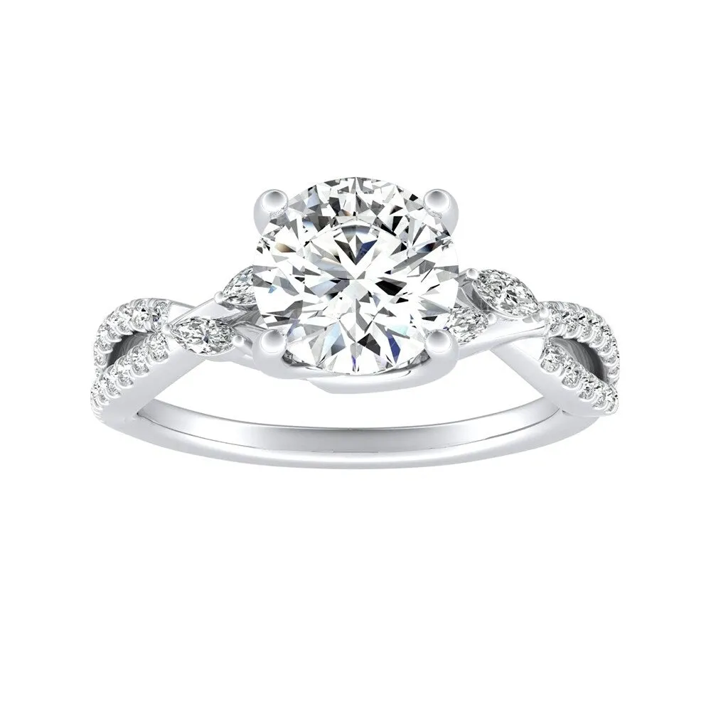 Auriya Infinity Round 1 1/2ct Moissanite and 1/8ctw Diamond Engagement Ring 14K Gold sold by Zulily