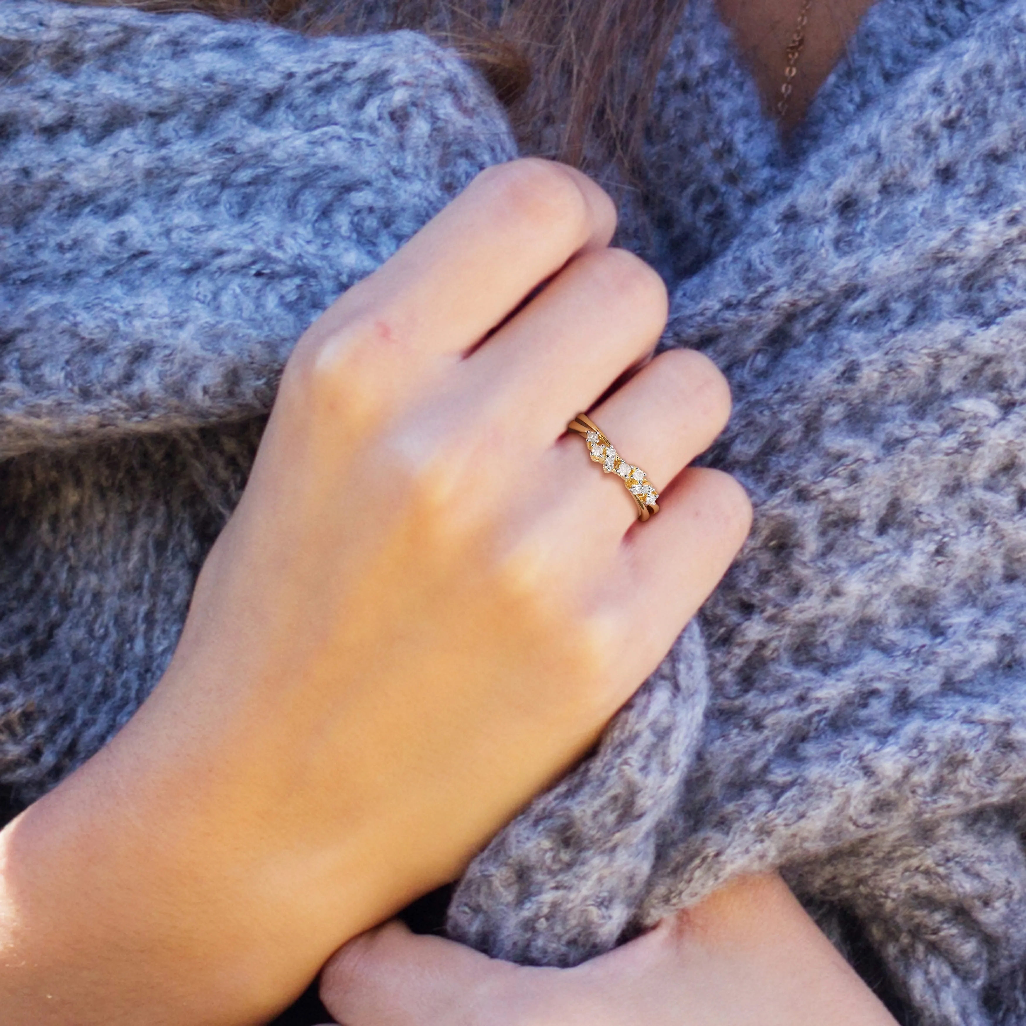 Miadora 1/6ct TDW Diamond Nine Stone Ring in Yellow Silver sold by Zulily product image thumbnail 5