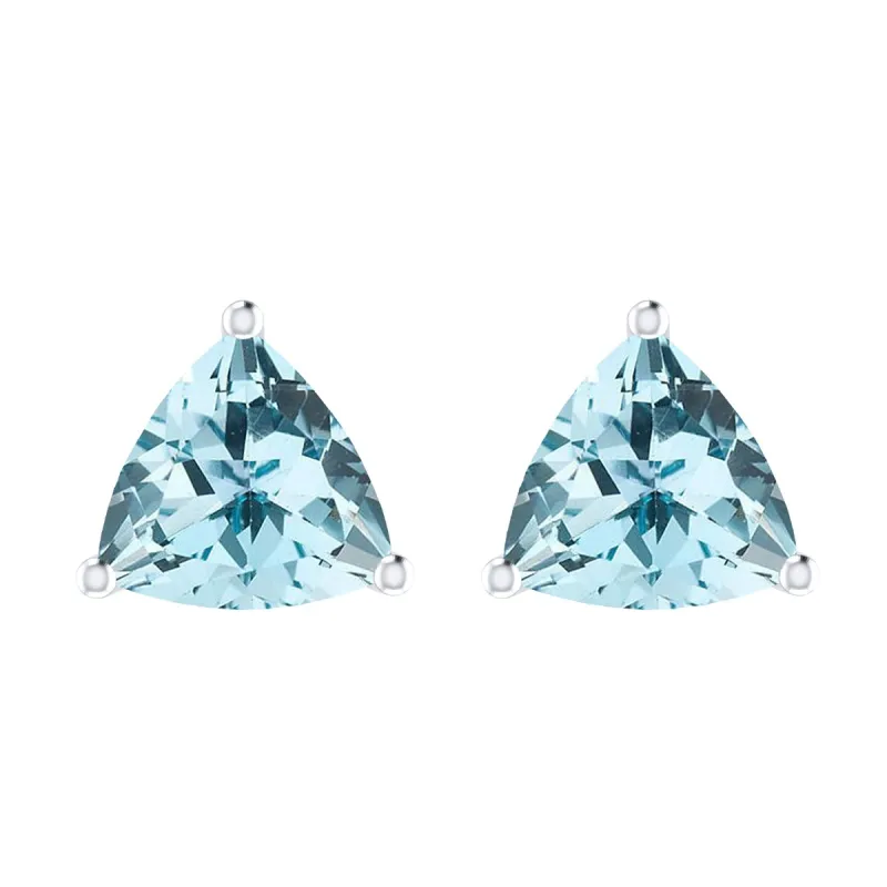 4.00Ct Natural Sky Blue Topaz Sterling Silver Trillion Stud Earrings sold by Zulily